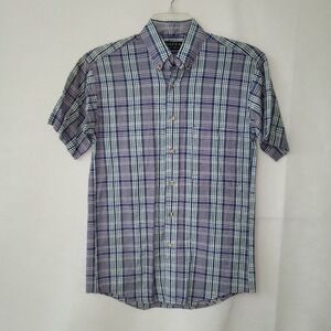 Loafers Reed St James Shirt  Mens S Seersucker Plaid Short Sleeve Button Down